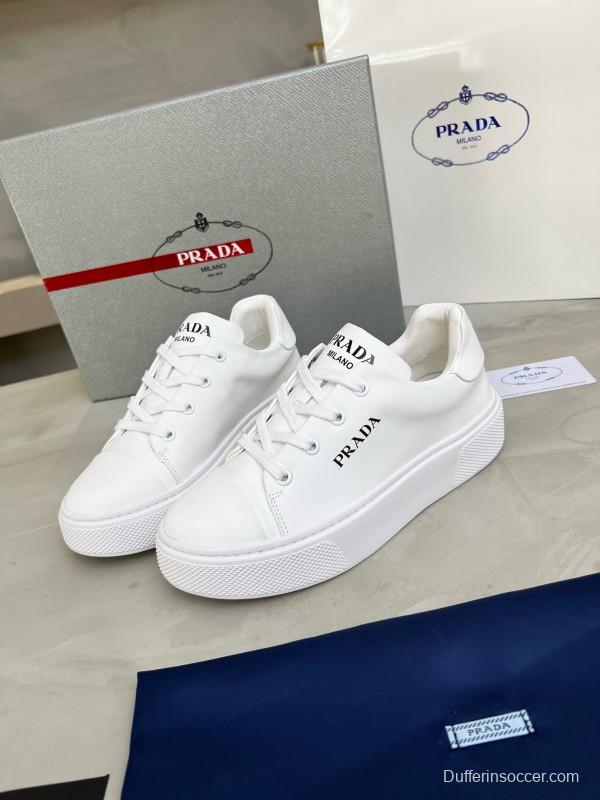 2024 Unisex Prada White Calfskin Leather Sneakers MJ00310