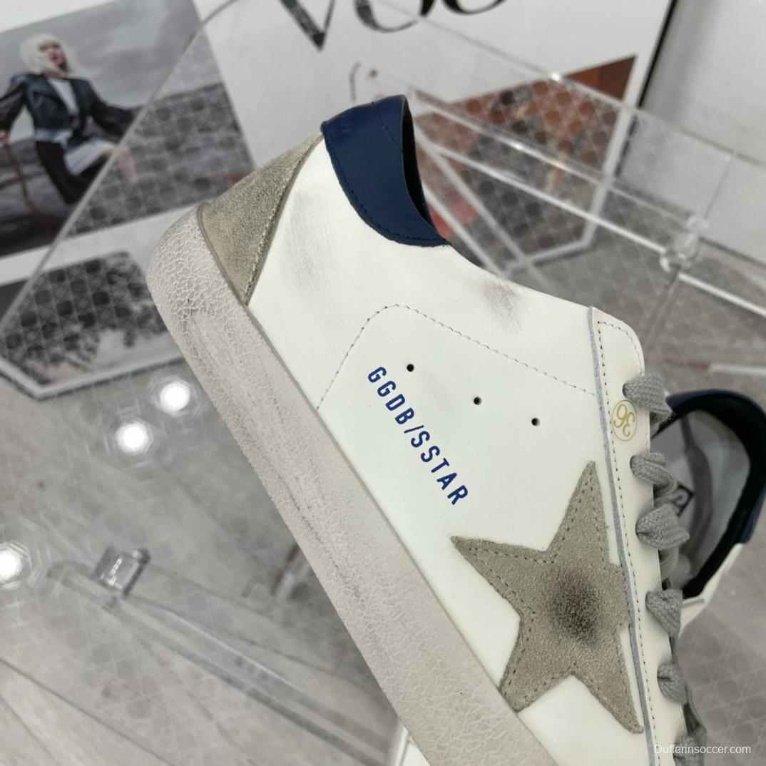 2025 Unisex GGDB White Grey Navy Leather Sneakers