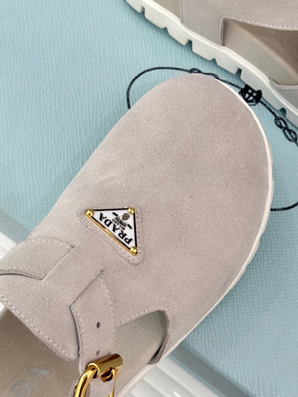 2025 Women Prada Grey Suede Casual Shoes