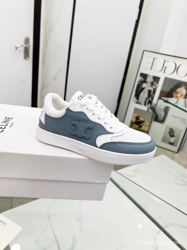 2025 Unisex CELINE White Grey Leather Sneakers