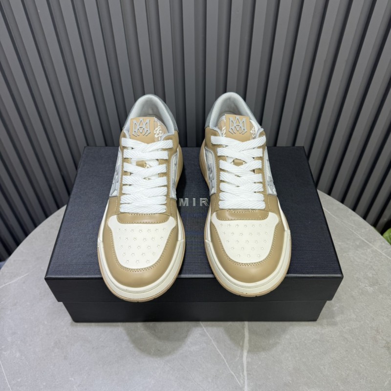 2025 Unisex Amiri Beige White Leather Sneakers MJ00360