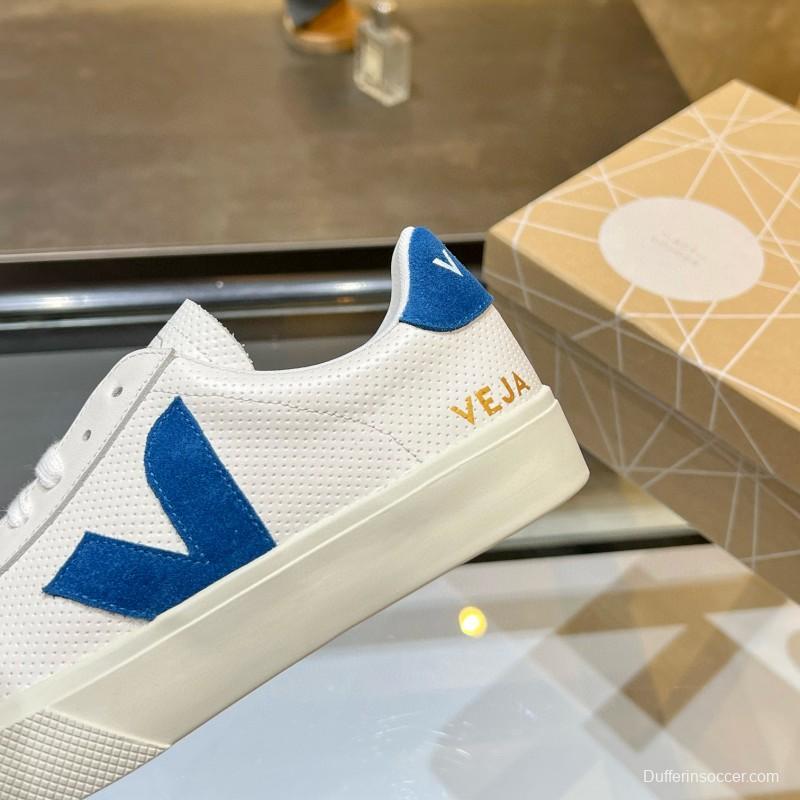 2025 Unisex VEJA White Blue Leather Canvas Sneakers MJ00240