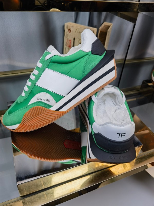 2025 Unisex TOM FORD Green White Suede Leather Sneakers LY00360(F)/LY00370(M)