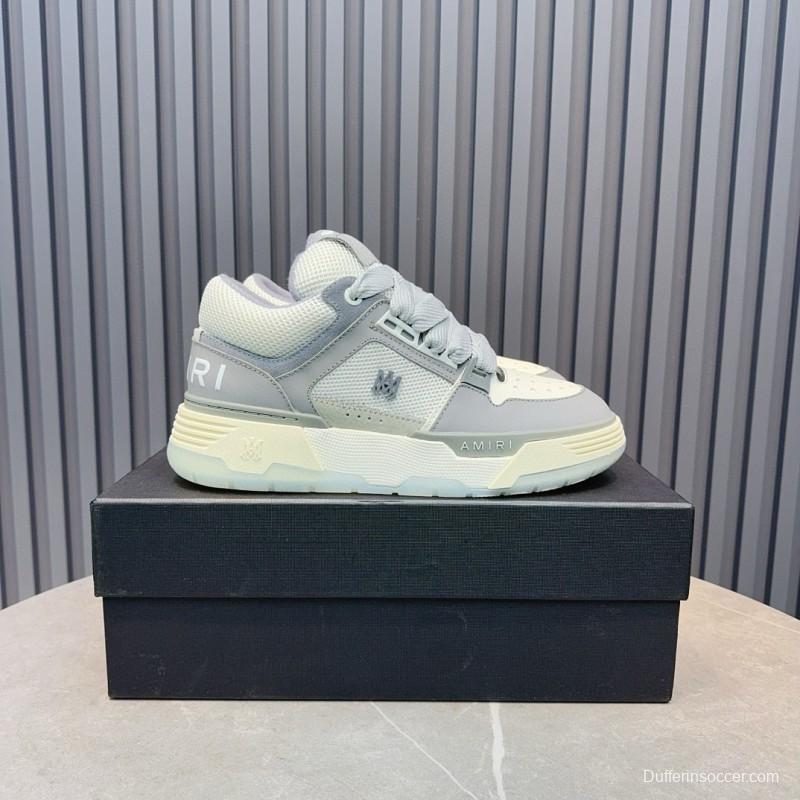 2024 Unisex Amiri Grey White Leather Suede Sneakers MJ00360