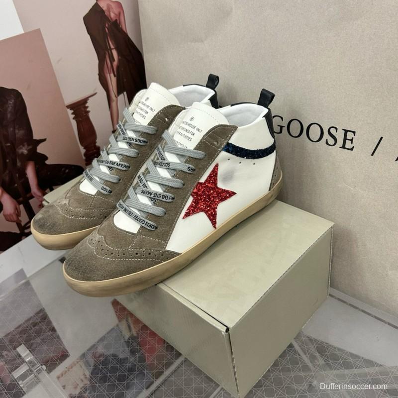 2024 Unisex GGDB White Red Glitter Suede Leather Sneakers MJ00300