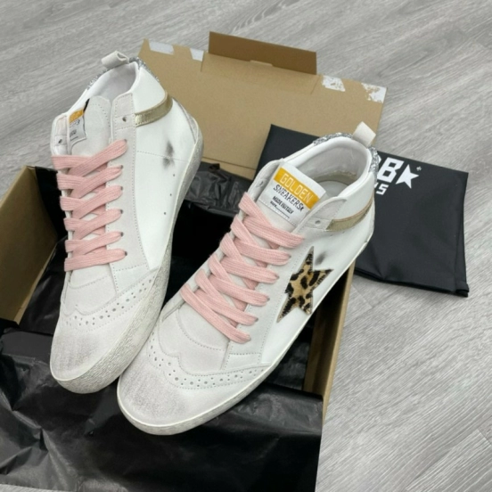 2024 Unisex GGDB White Pink Leather Suede High Top Sneakers MJ00300