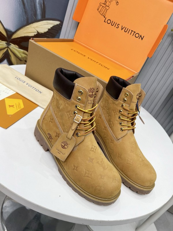 2024 Unisex Louis Vuitton Brown Nubuck Leather Ankle Boots Monogram MJ00450