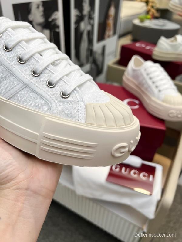 2025 Women Gucci White Canvas Sneakers