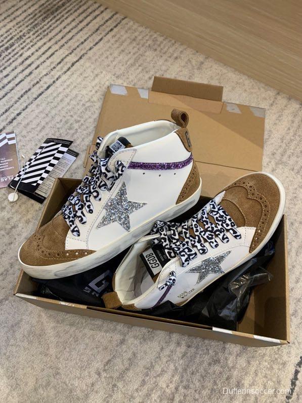 2024 Unisex GGDB White Brown Suede Leather High Top Sneakers MJ00300