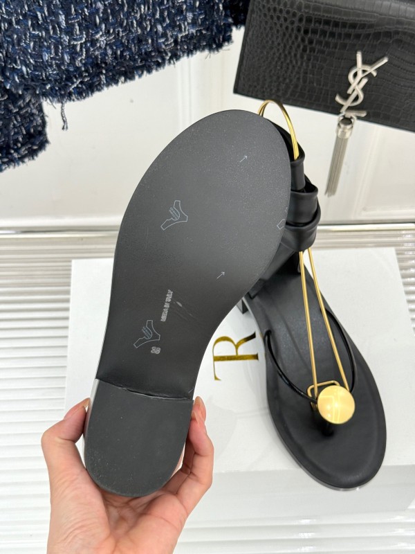 2025 Women Yves Saint Laurent Black Leather Sandal