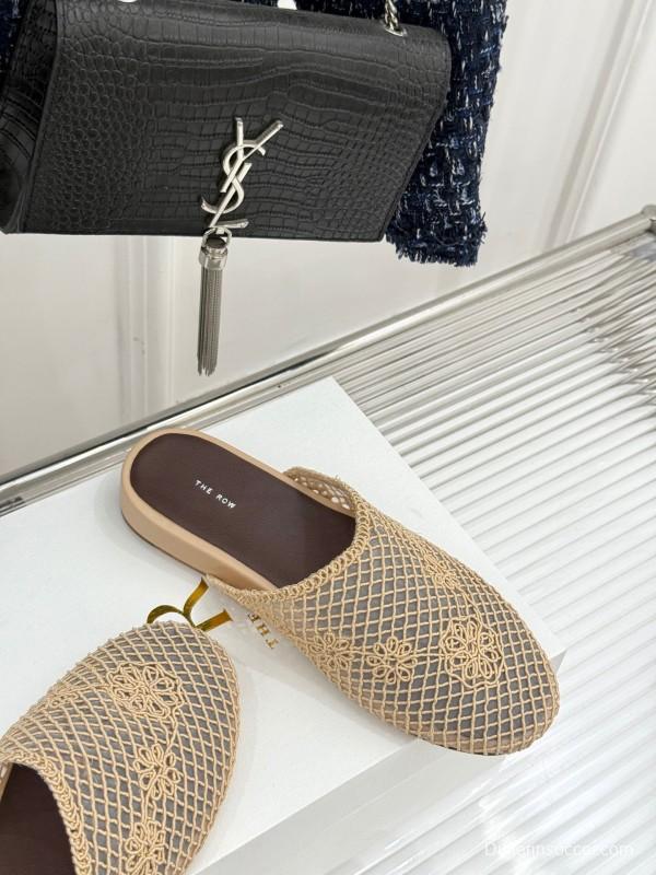 2025 Women The Row Beige Mesh Slippers KFY00260