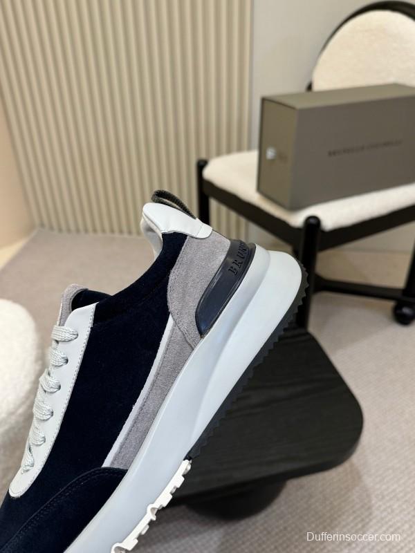 2025 Men Brunello Cucinelli Black White Blue Suede Sneakers AS00320