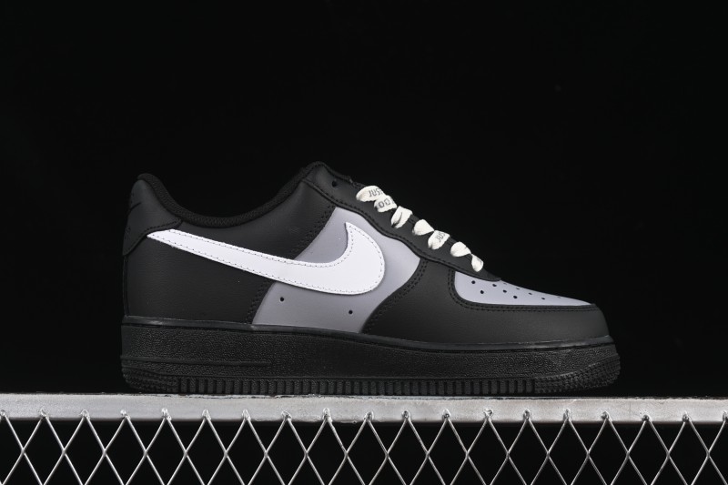 Nike Air Force 1 '07 Low Black Silver Court Low-Top Casual Sneakers - ZH0316-085