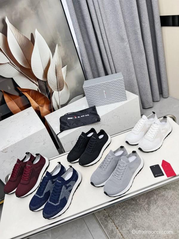 2025 Men Kiton White Beige Knit Sneakers Original MD Rubber Sole AS00320