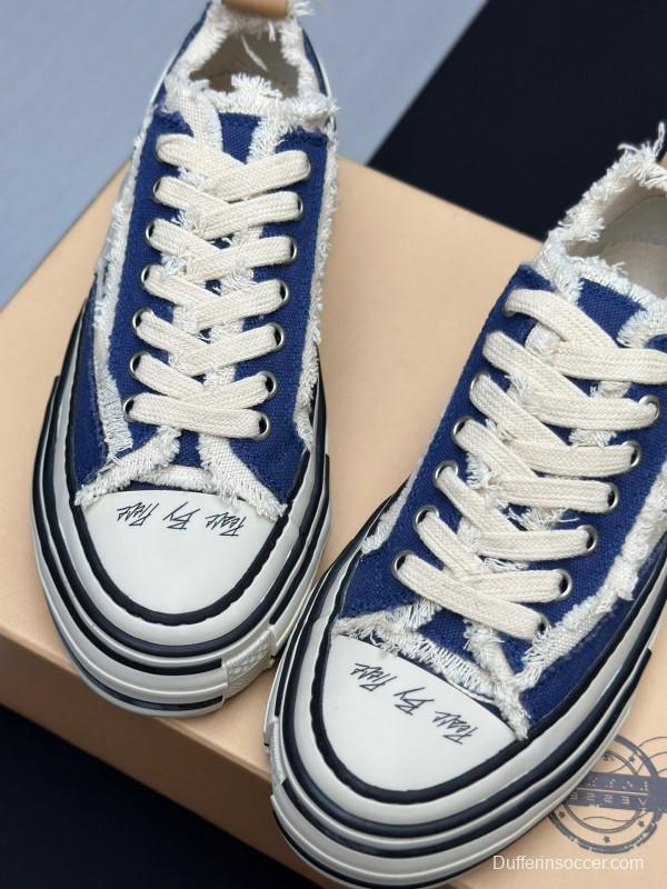 2025 Unisex XVESSEL Navy White Canvas Plimsolls Vulcanized AS00240