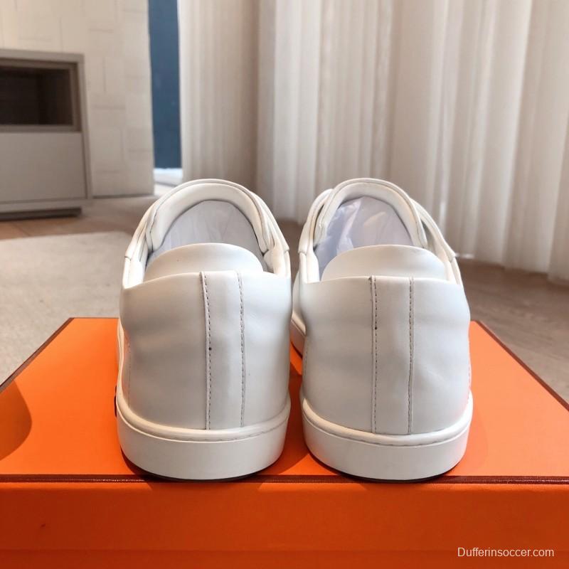 2025 Women Hermès White Leather Sneakers
