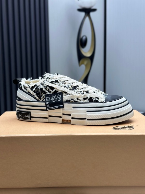 2025 Unisex XVESSEL Black White Canvas Plimsolls Hand-painted AS00260