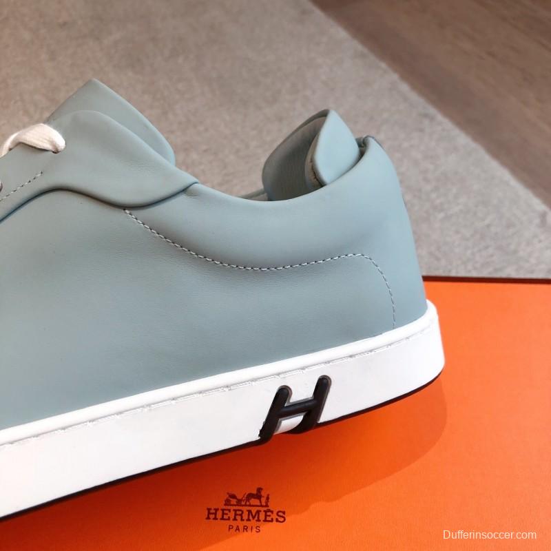 2025 Men Hermes Gray Leather Sneakers Casual AS00380
