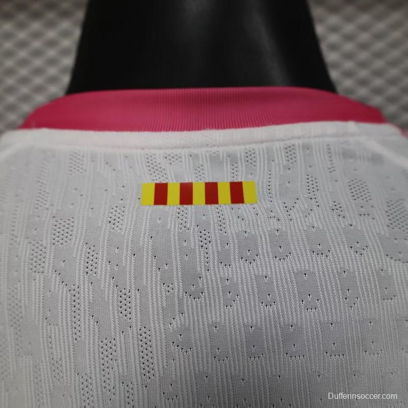 Player Version 25/26 FC Barcelona Pink White with Diagonal Stripe Pattern Jersey
