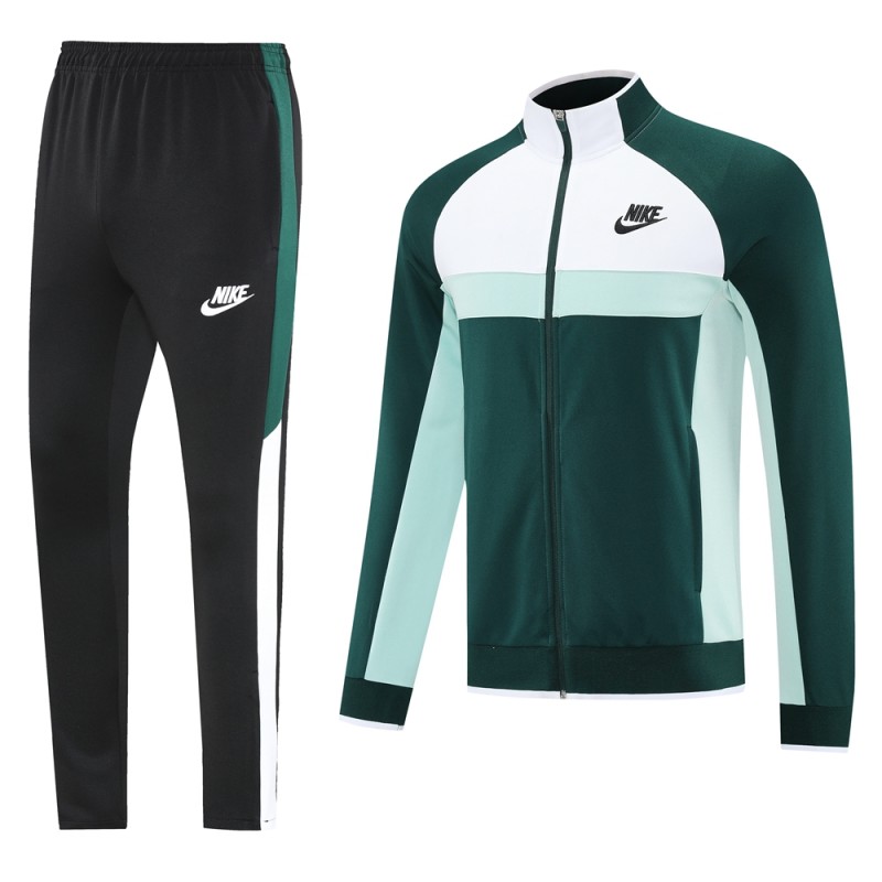 2025 Nike Green/White Full Hoodie Zipper Jacket +Long Pants