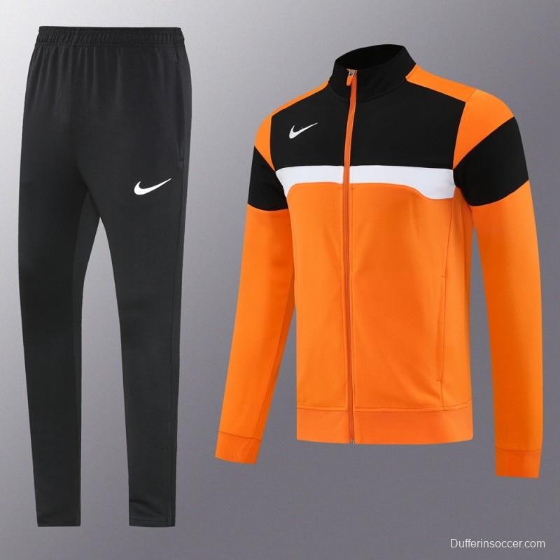 2025 Nike Orange/Black Full Hoodie Zipper Jacket +Long Pants