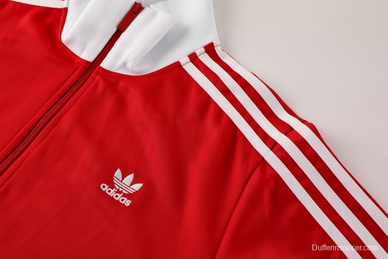 2025 Adidas Original Red Full Hoodie Zipper Jacket +Long Pants