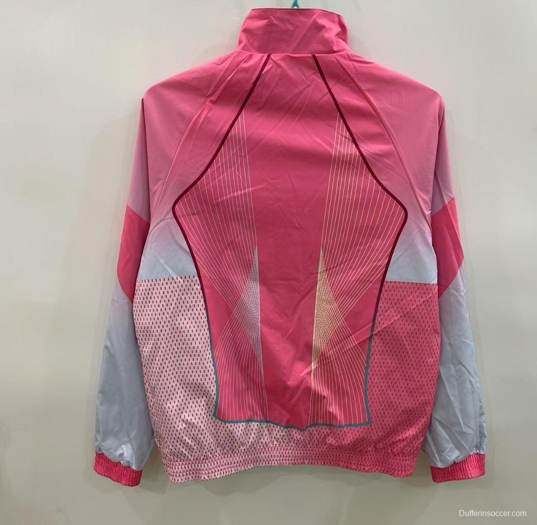25/26 FC Barcelona Teal & Pink Training Windbreaker with Geometric Pattern
