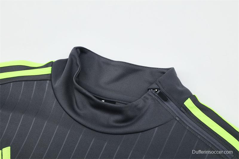 Retro 15/16 Real Madrid Dark Grey Half Zipper Jacket