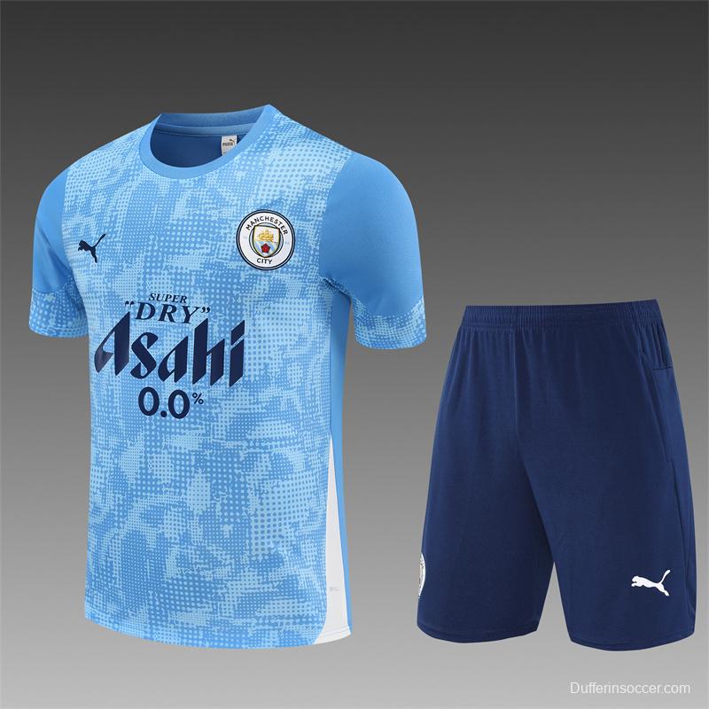 25/26 Manchester City Light Blue Camouflage with XS Short Sleeve+Soccer Shorts