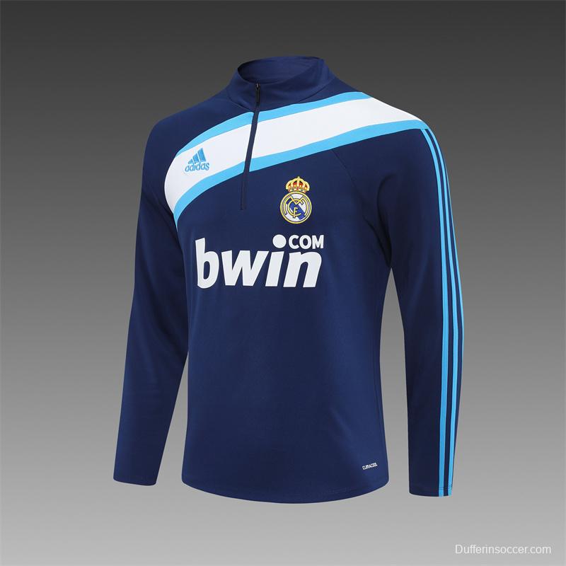 Retro 09/10 Real Madrid Royal Blue Half Zipper Jacket+Long Pants