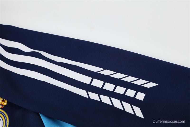 Retro 05/06 Real Madrid Royal Blue Half Zipper Jacket+Long Pants