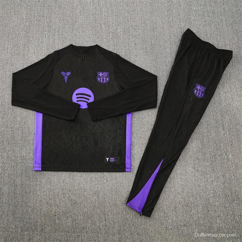 25/26 Barcelona Black Joint Edition Half Zipper Jacket+Long Pants