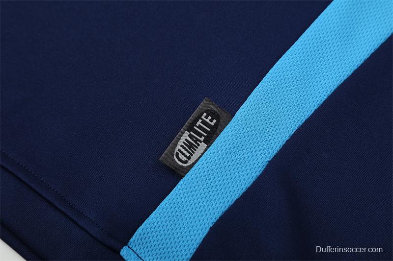 Retro 03/04 Real Madrid Royal Blue Half Zipper Jacket+Long Pants