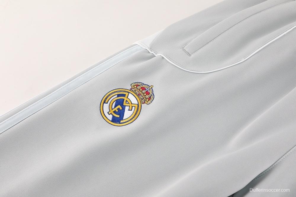 25/26 Real Madrid Grey Full Zipper Jacket + Long Pants