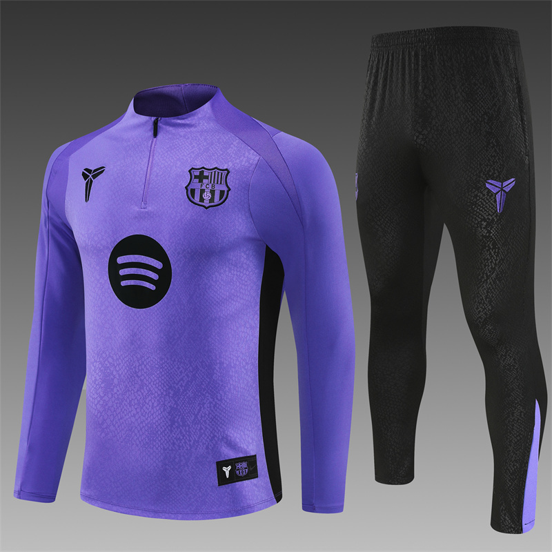 25/26 Barcelona Purple Joint Edition Half Zipper Jacket+Long Pants