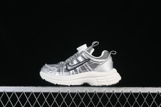 Nike P-6000 Retro Casual Sports Kids Shoes - Silver White Swoosh