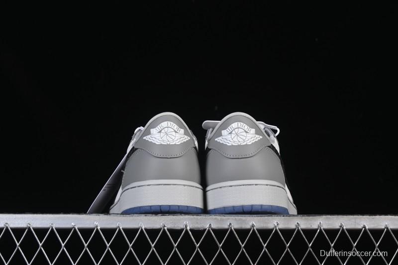 Dior Air Jordan 1 Low White Grey Collaboration Low-Top Sneakers - CN8608-002