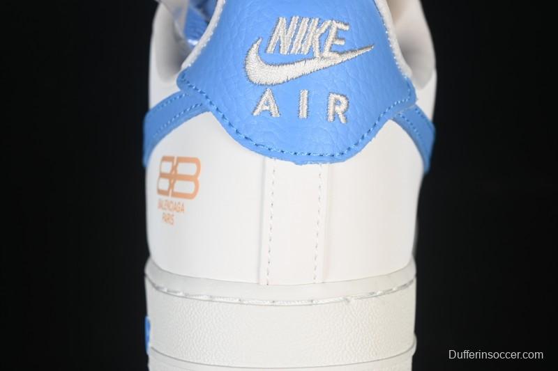 Nike Air Force 1 '07 Low Balenciaga Collaboration White Blue Gold Casual Sneakers - YF9511-803