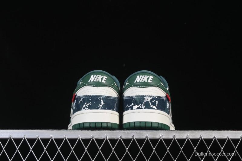 Nike SB Dunk Low BAPE Collaboration White Army Green Anniversary High-End Custom Low-Top Casual Skate Shoes - SC0601-465