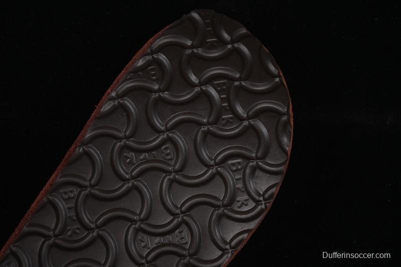 Birkenstock Sandals Series with Soft Leather Upper and Cork Rubber Midsole - Red Wine