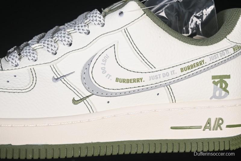 Nike Air Force 1 '07 Low Burberry Collaboration Military Green Embroidery Casual Sneakers - JP8028-003