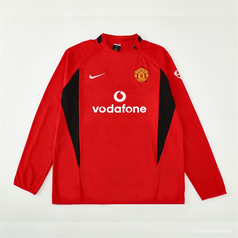 Retro 02/03 Manchester United Red Half Zipper Jacket