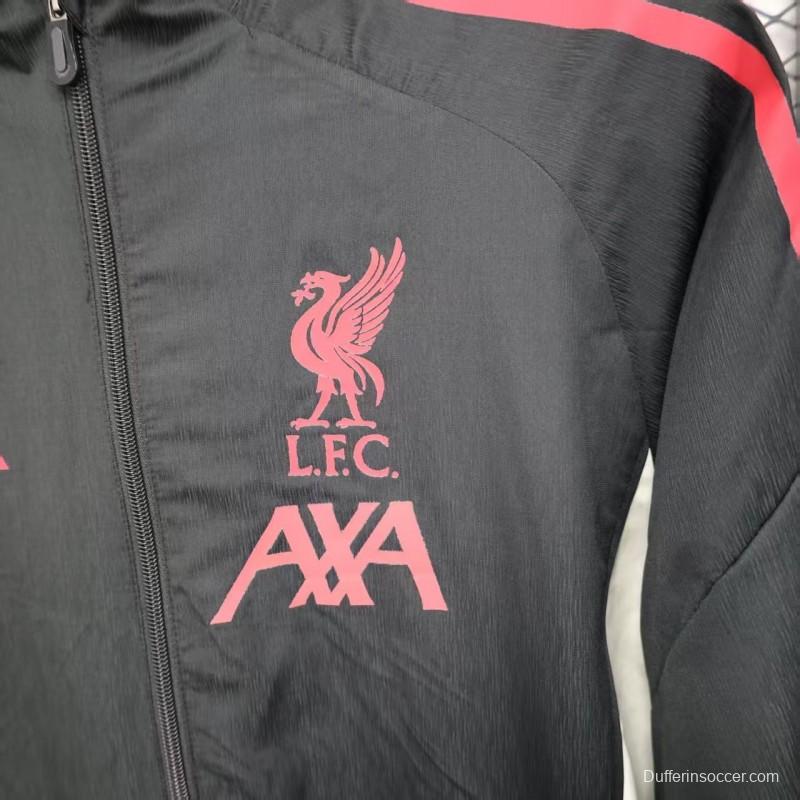 25/26 Liverpool Black Windbreaker (with Inner Lining)