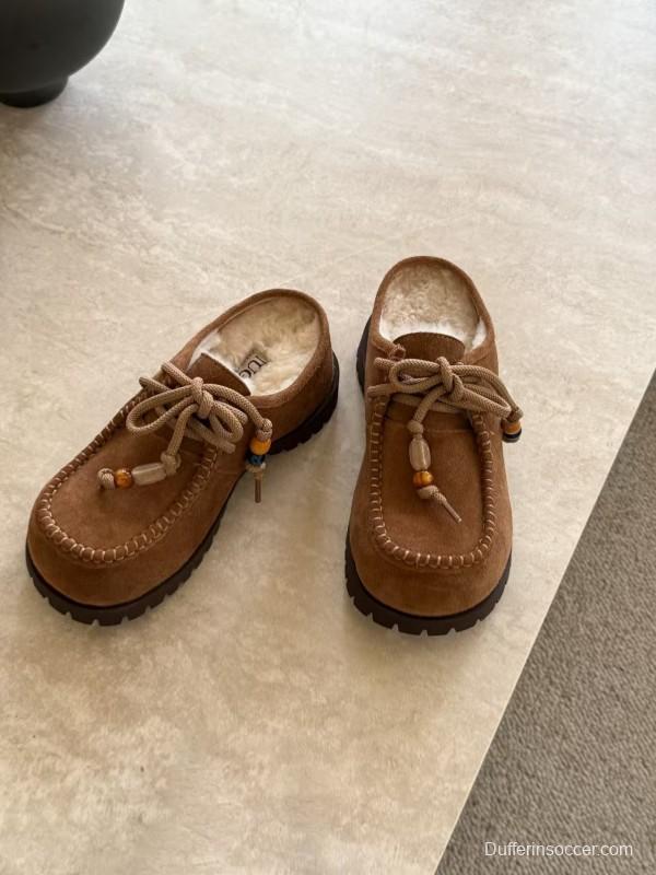 UGG Fall Winter New Potato Wool Slippers Retro Acrylic Buckle Design - KFY00250