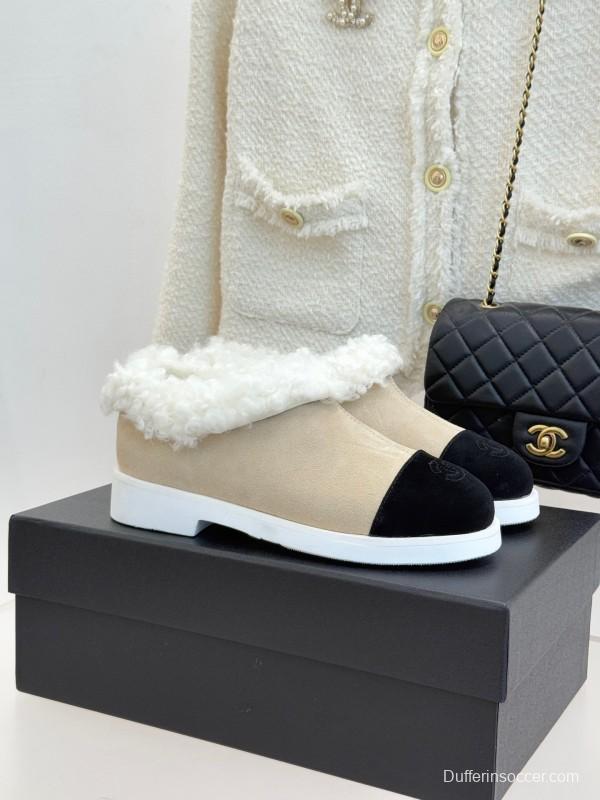 Chanel 2025/SS Double C Color-Block Shearling Snow Boots - KFY00270