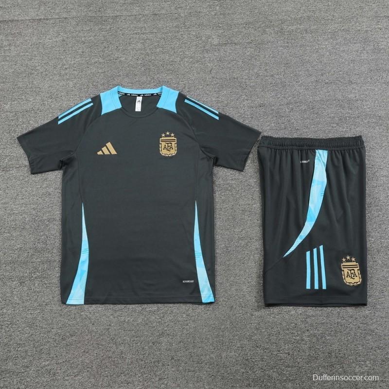 2025 Argentina Dark Gray Short Sleeve+Soccer Shorts