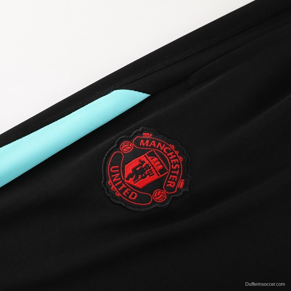 25/26 Manchester United Black Half Zipper Jacket+Long Pants