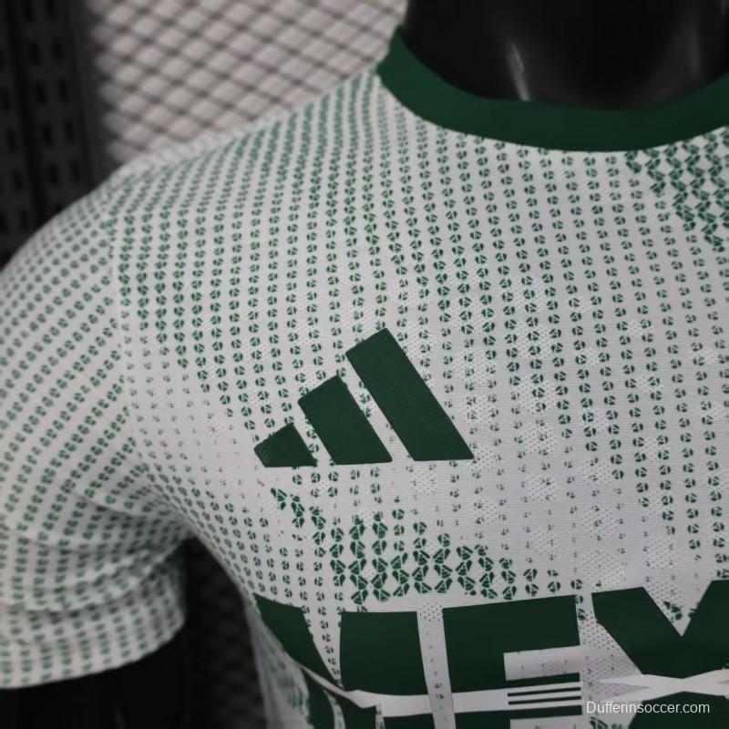 2025 Player Version  Mexico Away White with Halftone Dot Pattern World Cup Commemorative Jersey