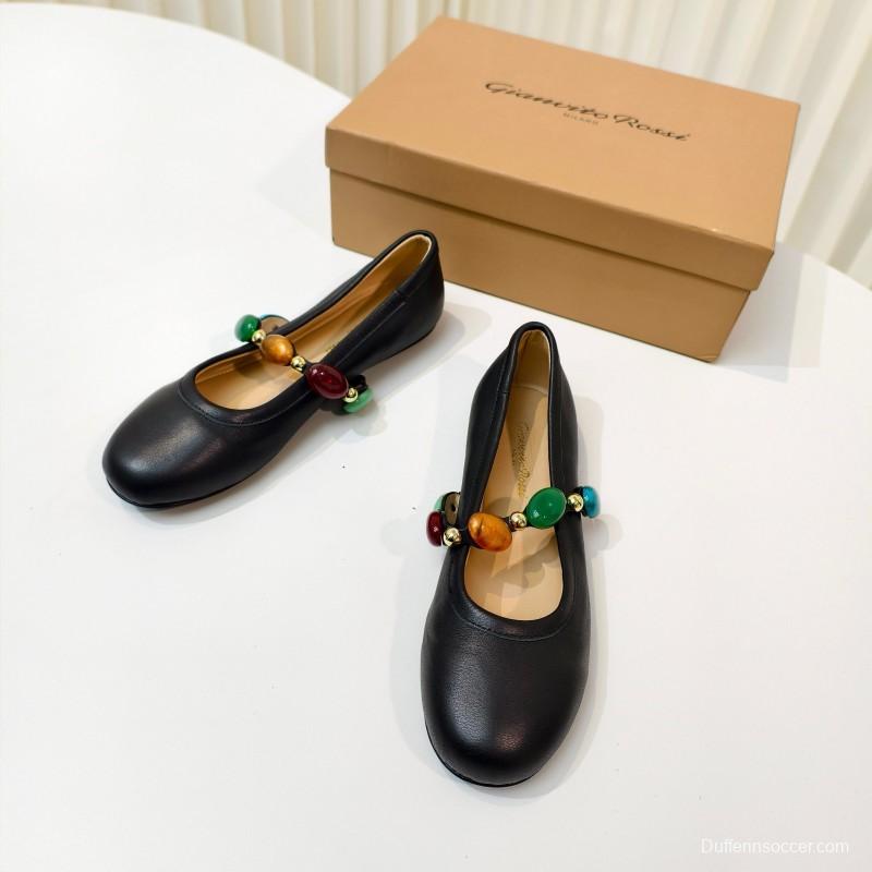 Gianvito Rossi Bohemian Style Turquoise Flat Ballet Shoes - LY00320