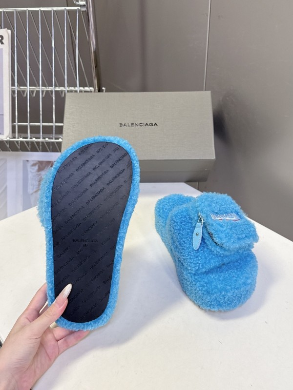 Balenciaga 2025 SS Couple Edition Coca-Cola Fur Slides - KFY00230